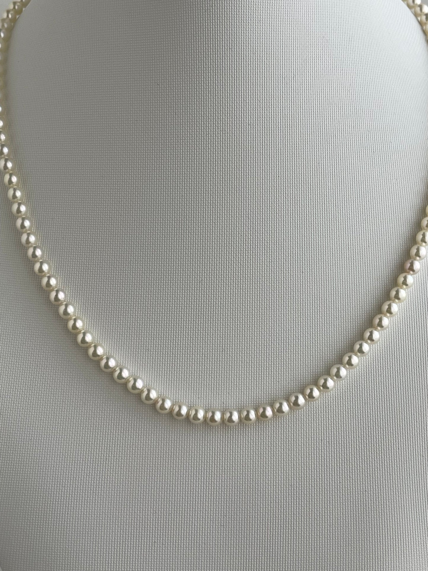 Rare 4mm 4.5mm Light Champagne Golden Akoya Pearl Strand Necklace K18YG