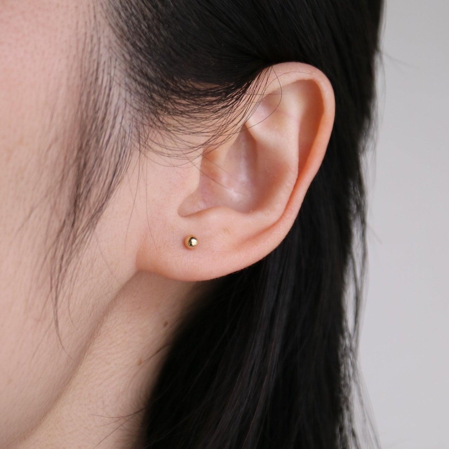 K18YG 3.0mm Small Ball Stud Earrings