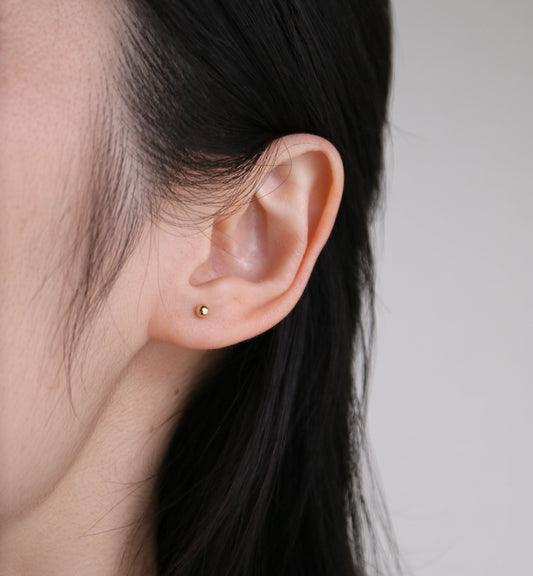 K18YG 3.0mm 小圓珠耳釘耳環