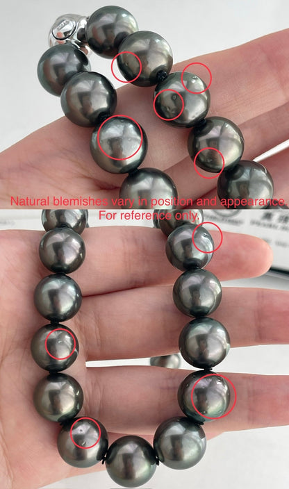 Top Class 11 - 13.3mm Tahitian Pearl Strand Necklace with Aurora Peacock Certificate by PSL - KOKOPEARLJEWELRY - 10