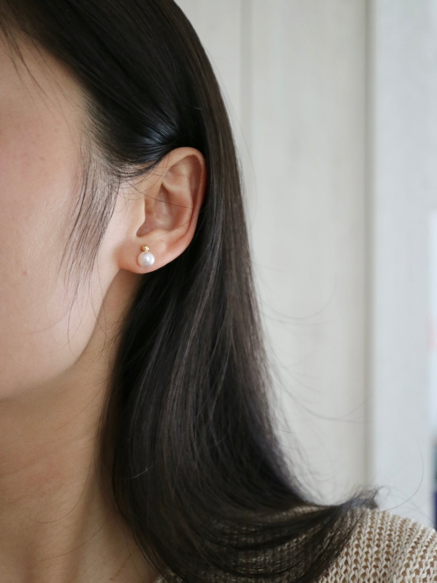 2-Way Akoya Pearl Bead Stud Earrings 6.5–7.0mm | 18K Gold