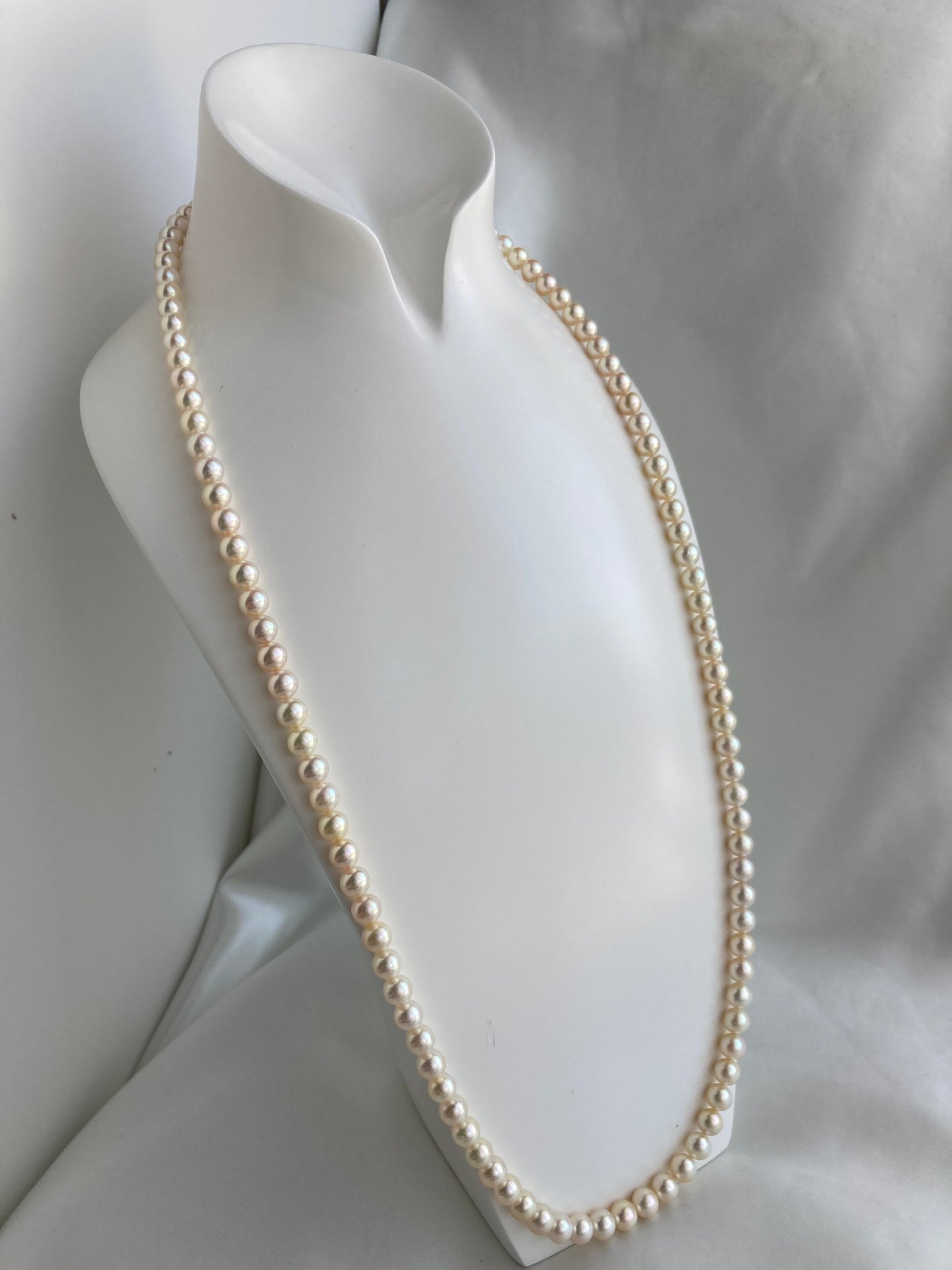 エクストラロング 80cm クリームゴールドアコヤ真珠ストランドネックレス