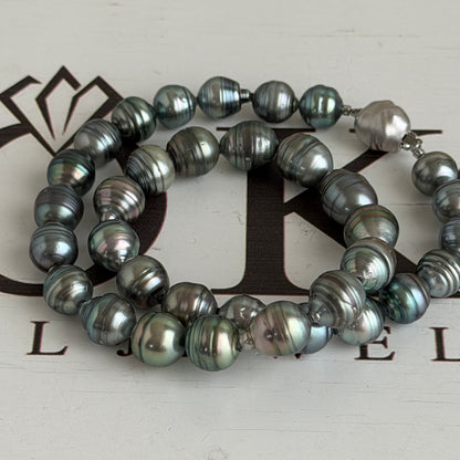 10.0-11.5mm Natural Circle Baroque Tahitian Pearl Beaded Necklace