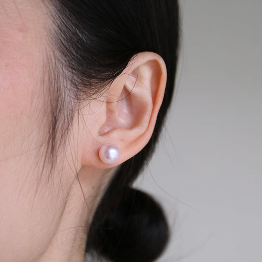 Pierced/Clip-On Type | Rare 9.0mm Sakura Pink Akoya Pearl Stud Earrings K18YG
