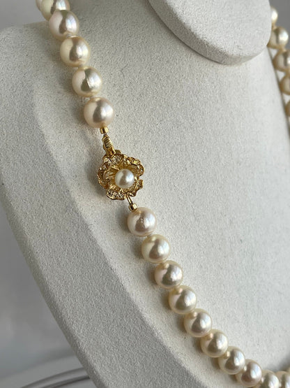 Rare Size 9mm Cream Golden Akoya Pearl Strand Necklace - KOKOPEARLJEWELRY - 7