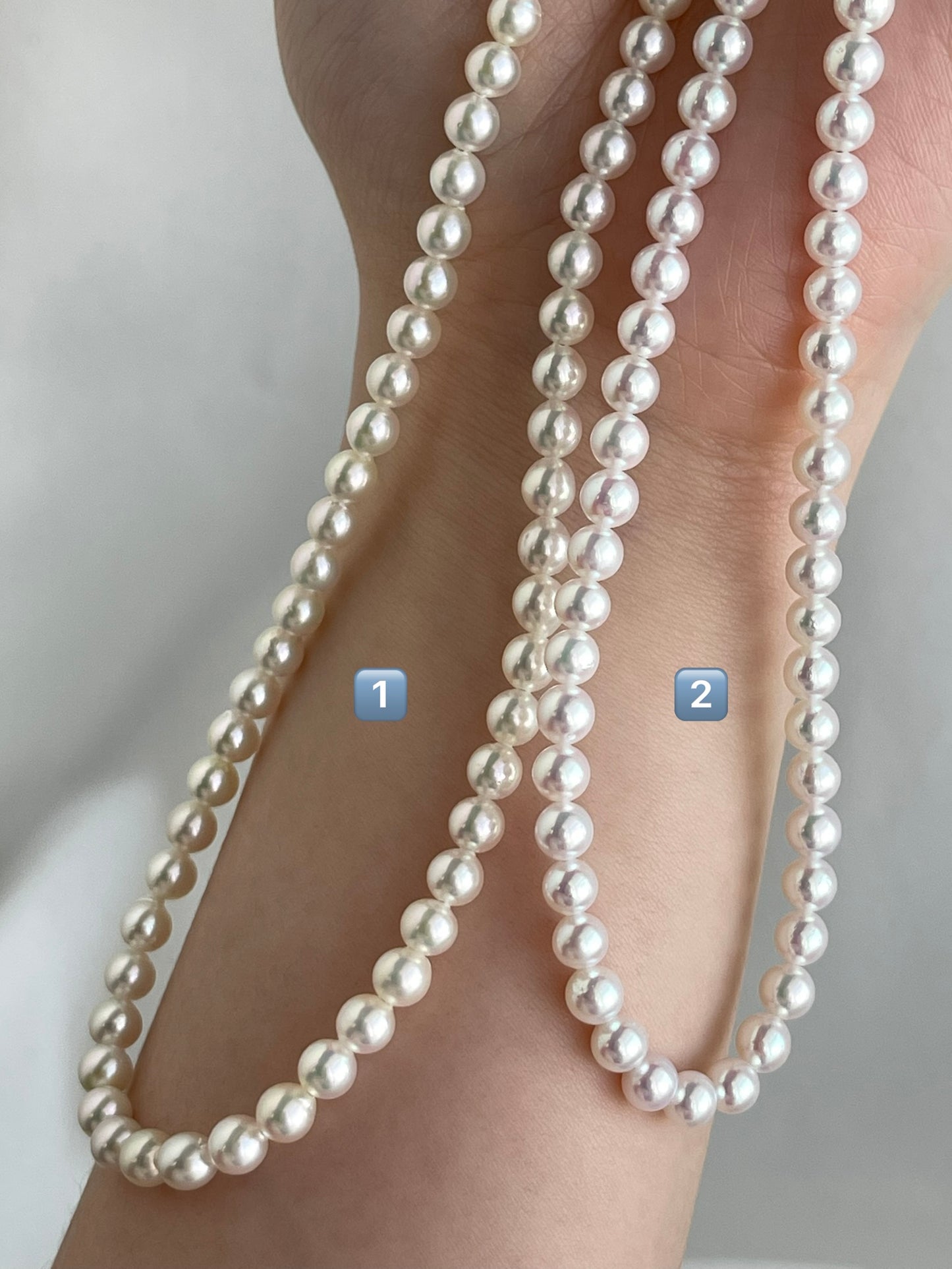 Limited Stock | Mirror Like Luster 4.5mm Semi Round Akoya Pearl Strand Necklace - KOKOPEARLJEWELRY - 5