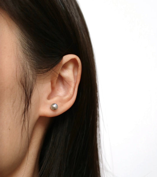 K14GF 巴洛克造型天然銀藍色Akoya珍珠耳釘