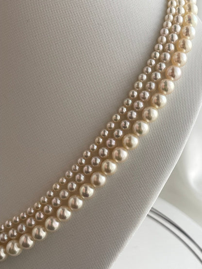 Triple Layered Light Creamy Akoya Pearl Necklace - KOKOPEARLJEWELRY - 8