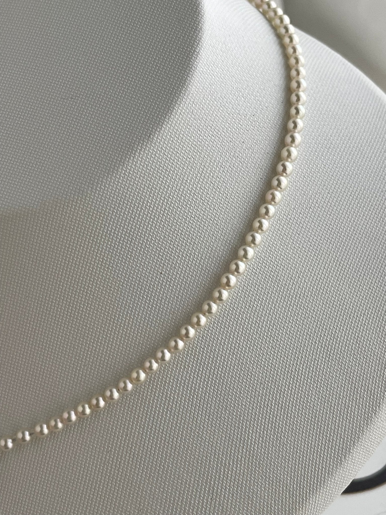 Top Class Rare Size 3mm Akoya Pearl Strand Necklace with Aurora Rose Certificate by PSL - KOKOPEARLJEWELRY - 5