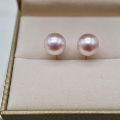 可改為夾式 | Sakura Pink 7mm Akoya 珍珠耳釘 18KYG