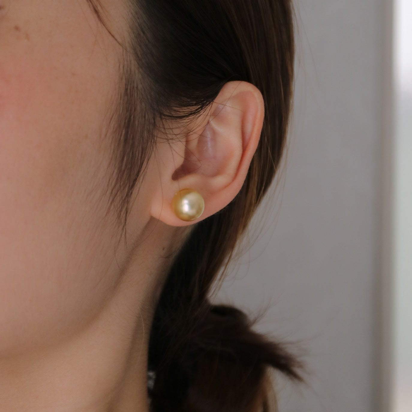 Pierced/Clip-On Type | 10mm Golden South Sea Pearl Stud Earrings