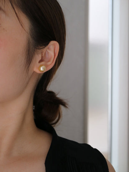 Clip Earrings Available | 10mm Golden South Sea Pearl Stud Earrings - KOKOPEARLJEWELRY - 2