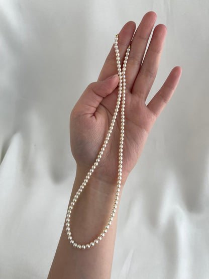 Rare Sized 3.5mm Cream Golden Tone Akoya Pearl Strand Necklace - KOKOPEARLJEWELRY - 7
