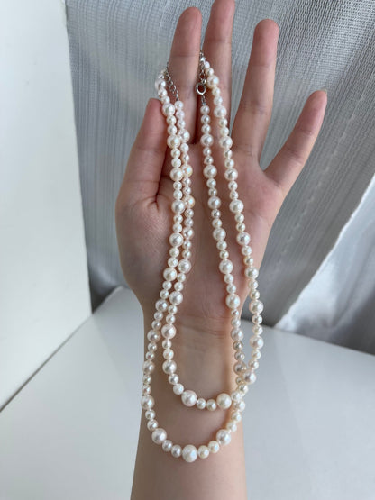 80cm Gradient Size 4.5+6.5mm White Akoya Pearl Beads Necklace - KOKOPEARLJEWELRY - 7
