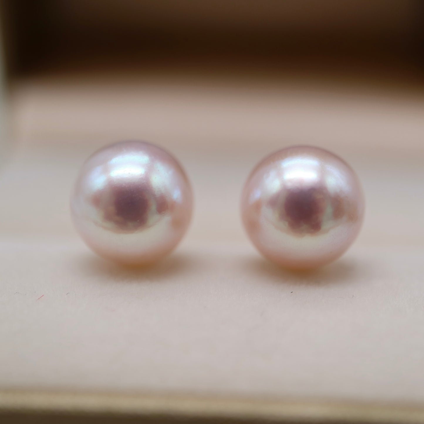 Pierced/Clip-On Type | Sakura Pink 8.5mm Akoya Pearl Stud Earrings K18YG SV