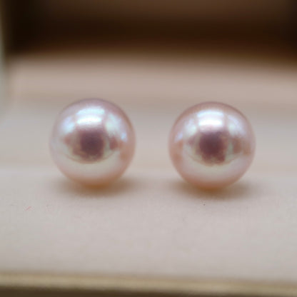 Clip Earrings Available | Sakura Pink 8.5mm Akoya Pearl Stud Earrings K18YG