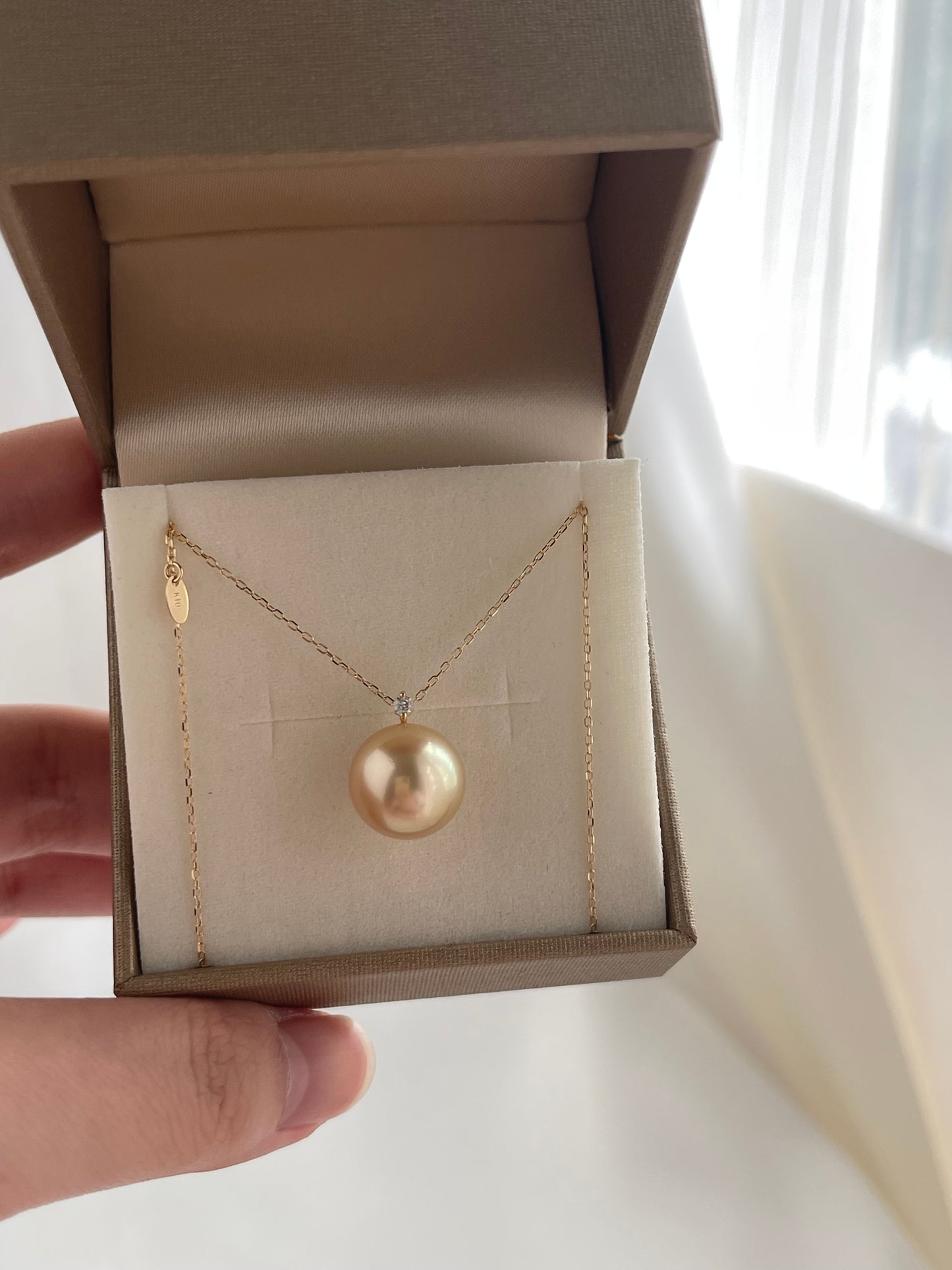 11mm ゴールデン サウス シー パール ダイヤモンド ペンダント ネックレス 18K イエロー ゴールド
