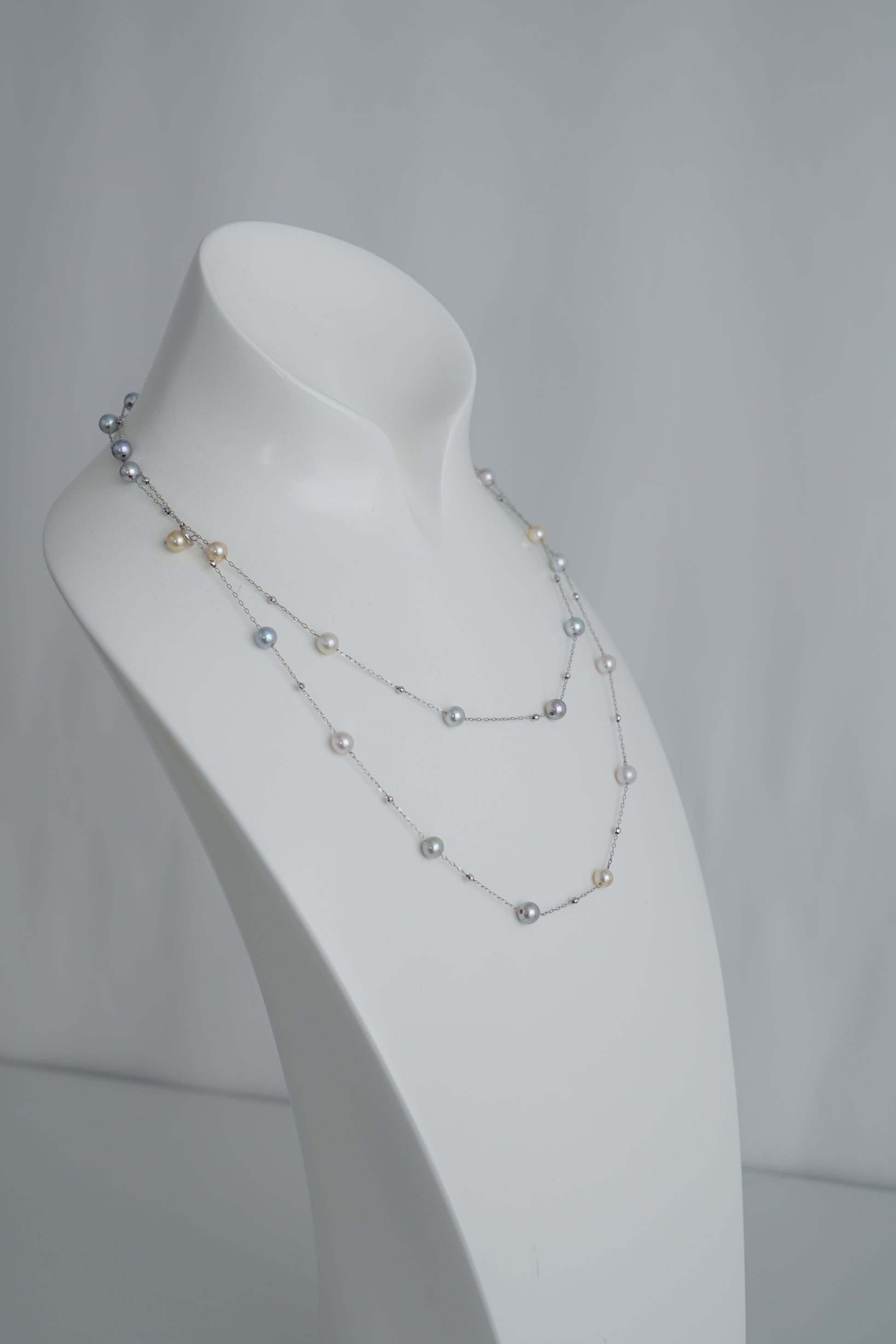 自然多色Akoya珍珠串饰项链 K18WG - KOKO PEARL JEWELRY - 2