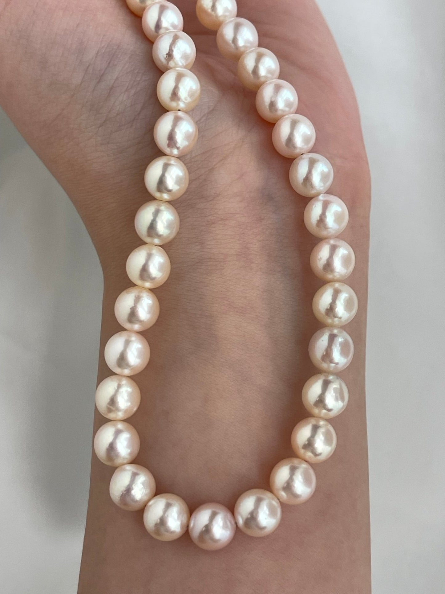 Only One in Stock | Rare Peach - Pink Tone 7.5mm Akoya Pearl Strand Necklace - KOKOPEARLJEWELRY - 11