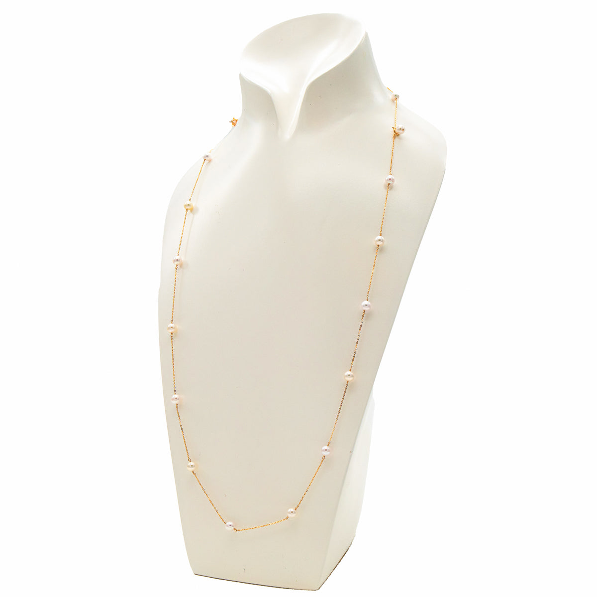 Staion Necklace & Bracelet Set 5.5mm Akoya Pearl 18K Yellow Gold