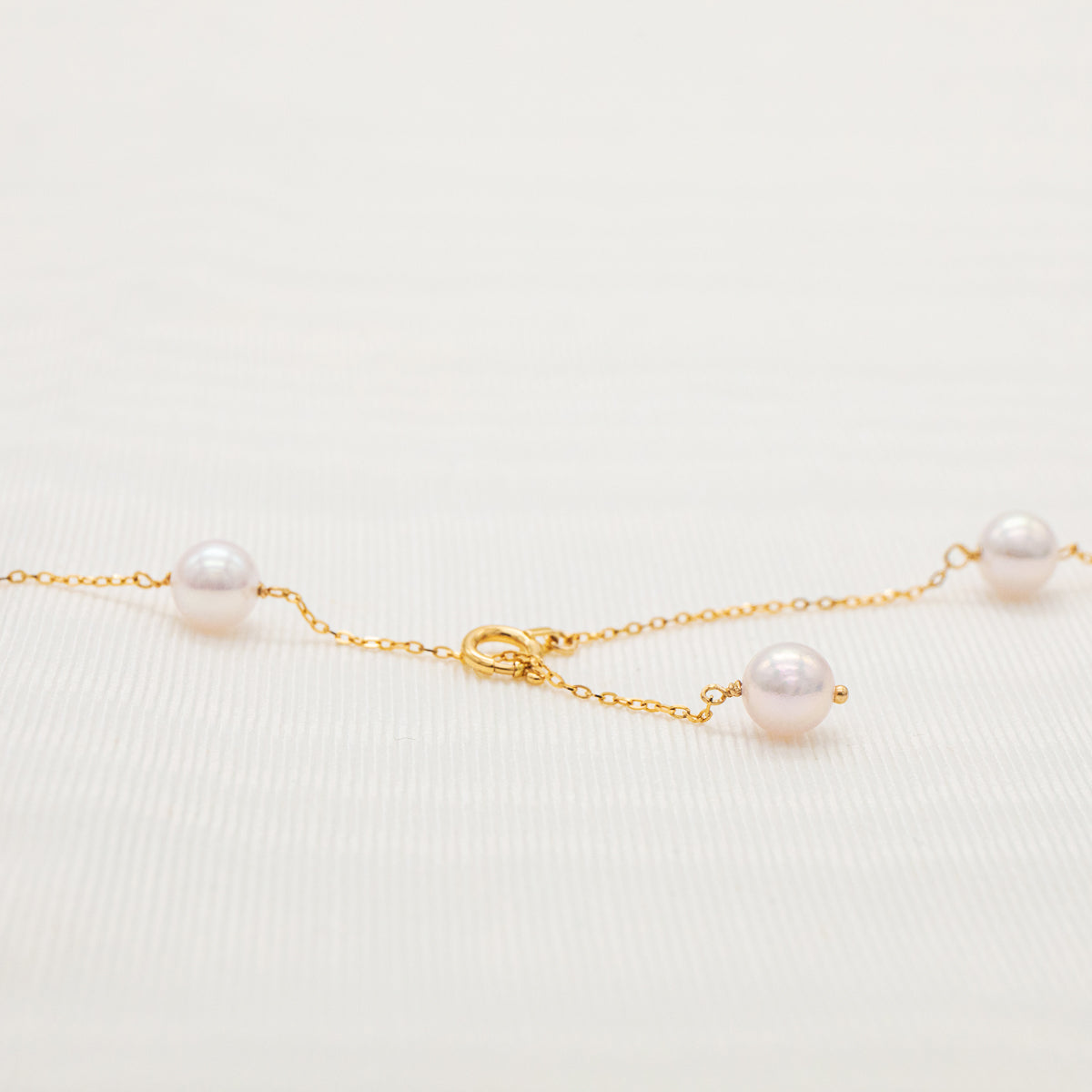 Staion Necklace & Bracelet Set 5.5mm Akoya Pearl 18K Yellow Gold