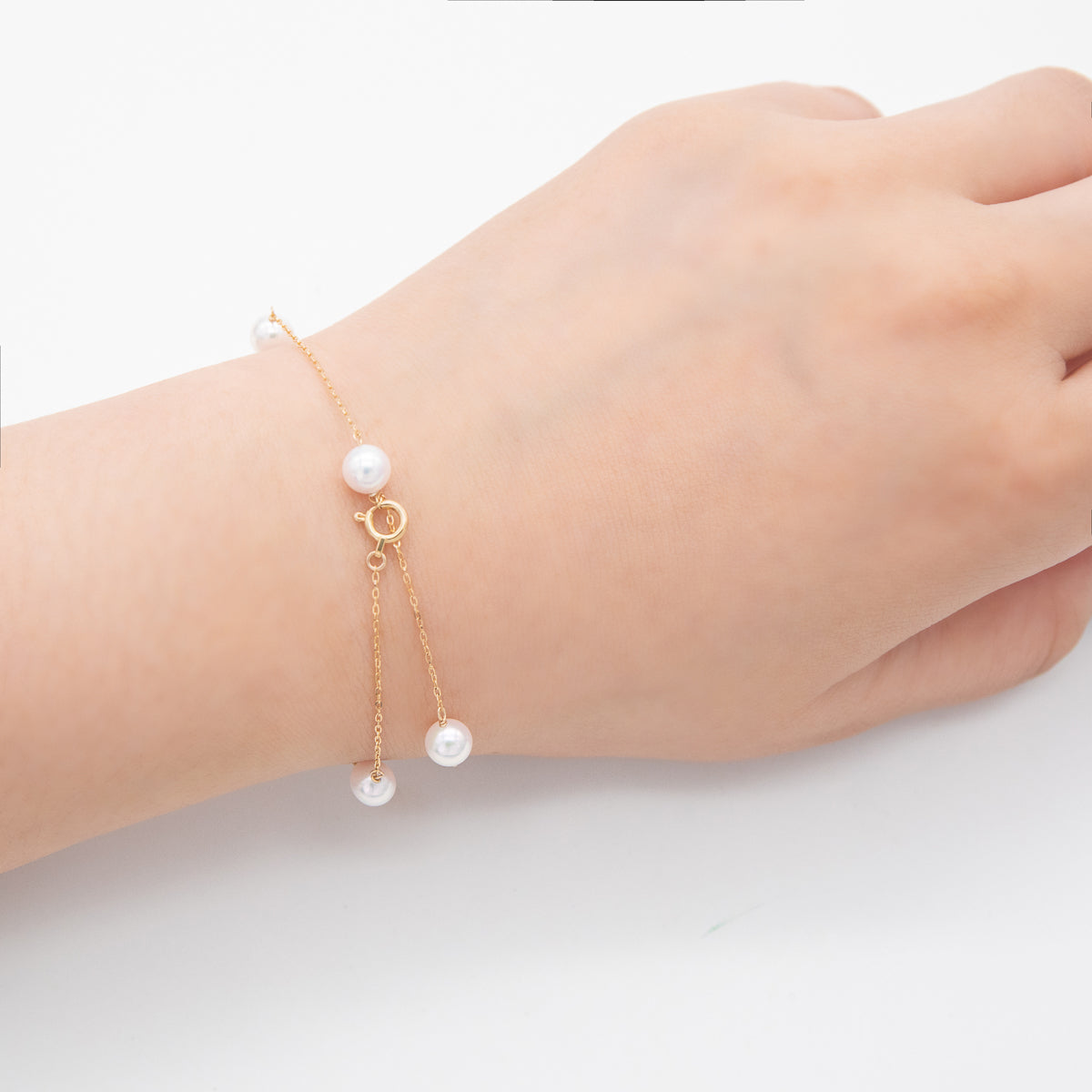 Staion Necklace & Bracelet Set 5.5mm Akoya Pearl 18K Yellow Gold