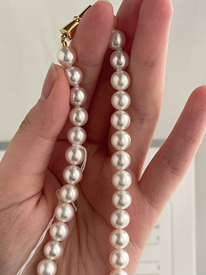 Top Class 7.5mm Akoya Pearl Strand Necklace with Aurora Rose Certificate by PSL - KOKOPEARLJEWELRY - 10