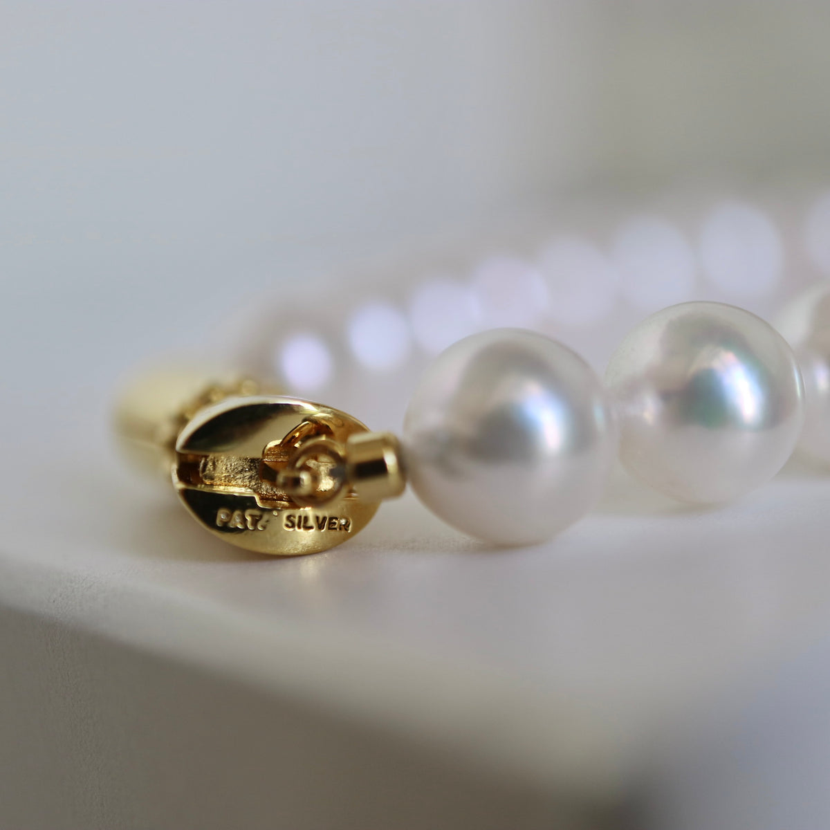 Pinkish White 7.5mm 日本産アコヤ真珠ブレスレット