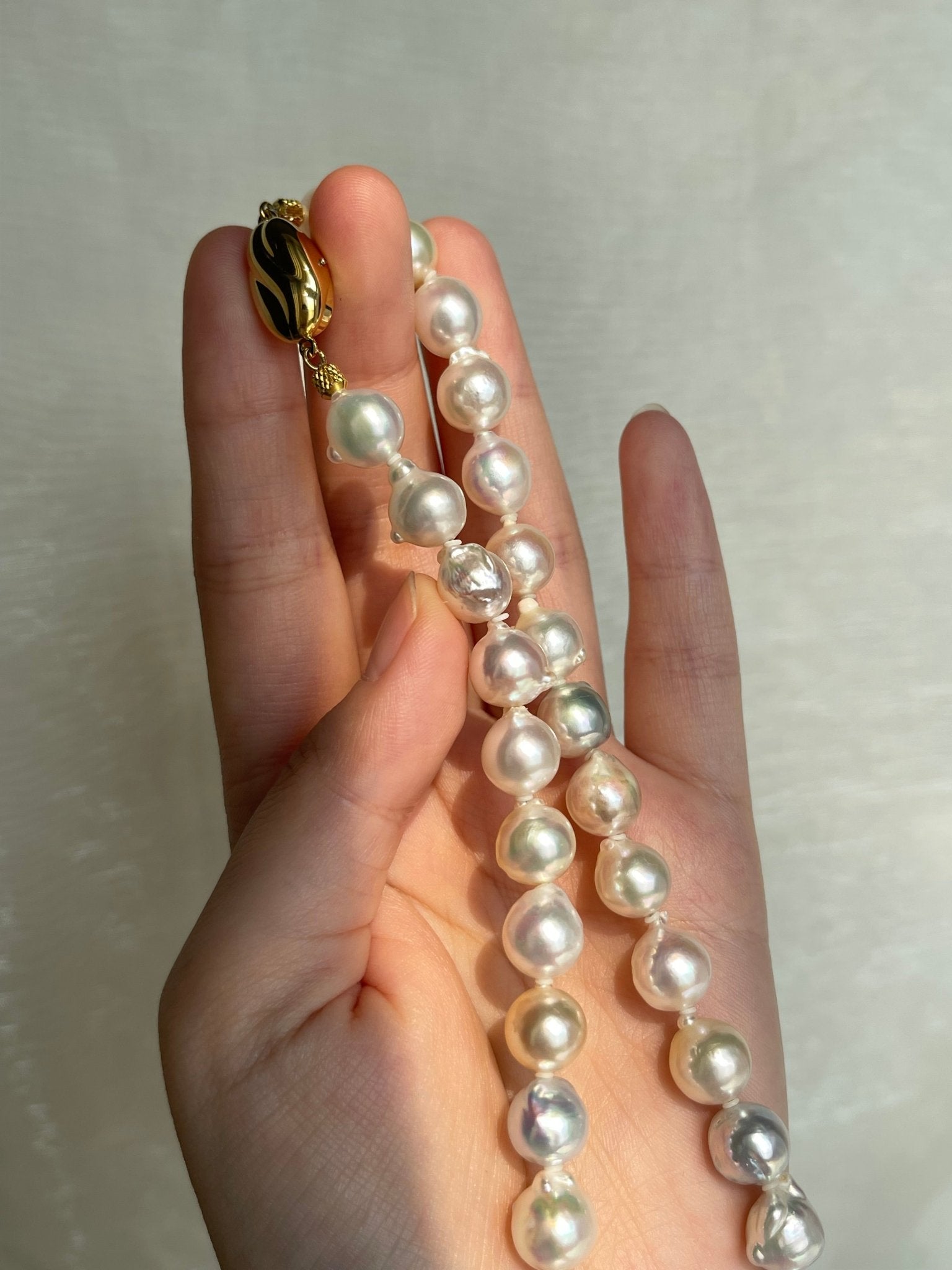 Certified Natural Rainbow Color 9mm Baroque Akoya Pearl Strand Necklace - KOKOPEARLJEWELRY - 11