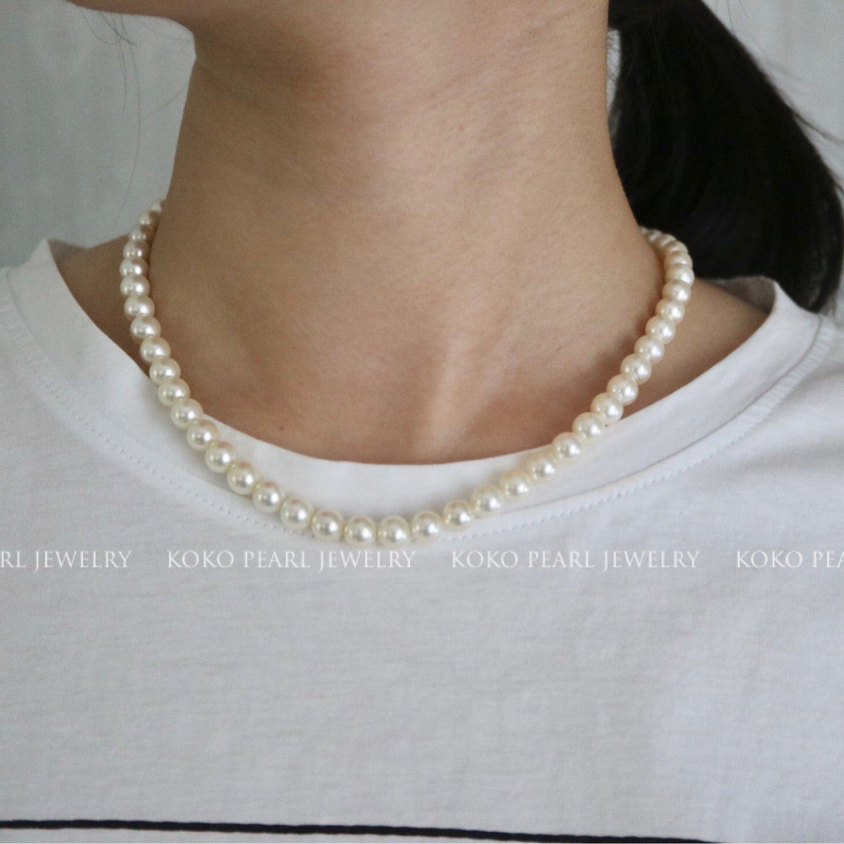 alt
6.5mm 淡香檳金 Akoya 珍珠串鍊項鍊 18K 黃金 - KOKOPEARLJEWELRY - 2