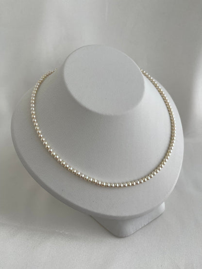 Rare Sized 3.5mm Cream Golden Tone Akoya Pearl Strand Necklace - KOKOPEARLJEWELRY - 4