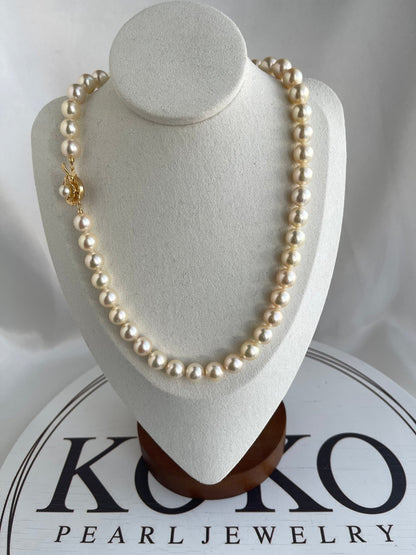 Rare Size 9mm Cream Golden Akoya Pearl Strand Necklace - KOKOPEARLJEWELRY - 6