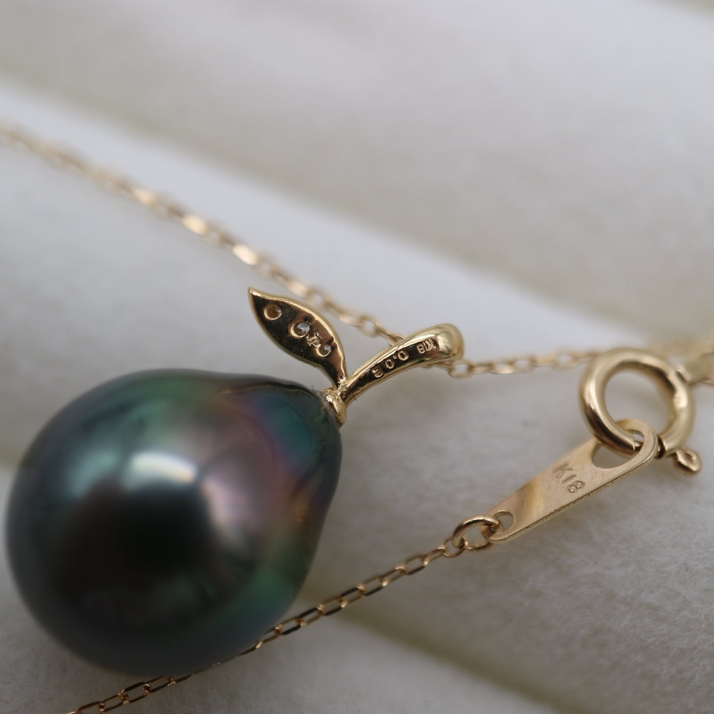 Tahitian Pearl Little Pear Pendant Necklace K18 Yellow Gold