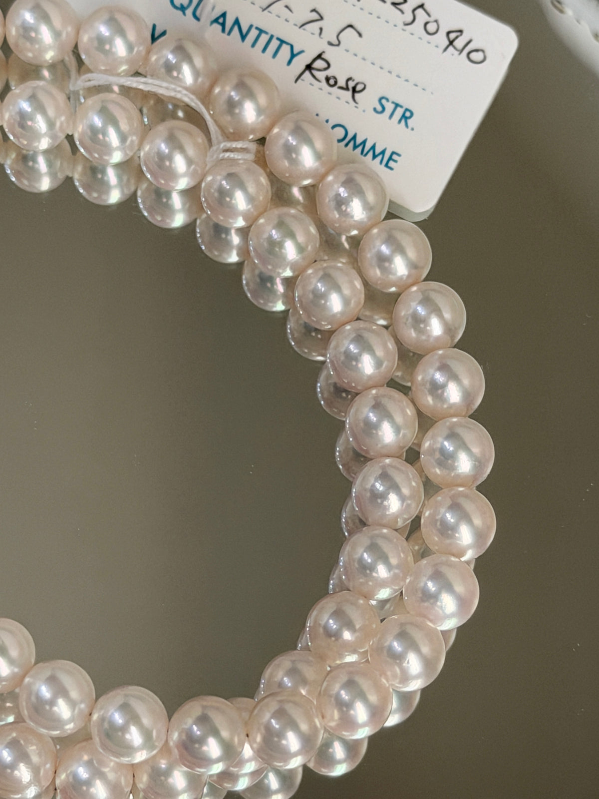 Top Class PSL Certified Aurora Rose 7mm Japanese Akoya Pearl Beaded Necklace K14YG