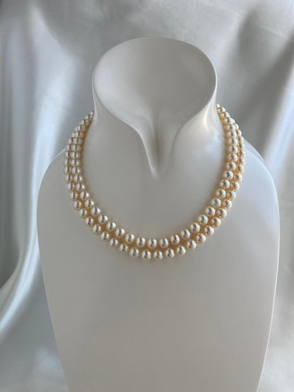 Extra Long 80cm Cream Golden Akoya Pearl Strand Necklace