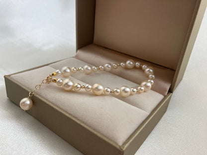 4+6.5mm Light Champagne Golden Akoya Pearl Beaded Bracelet 18K Yellow Gold - KOKOPEARLJEWELRY - 5