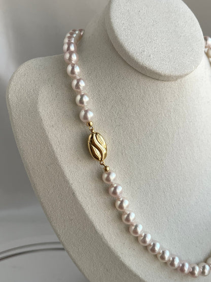 Pinkish White 7.5mm Akoya Pearl Strand Necklace - KOKOPEARLJEWELRY - 10