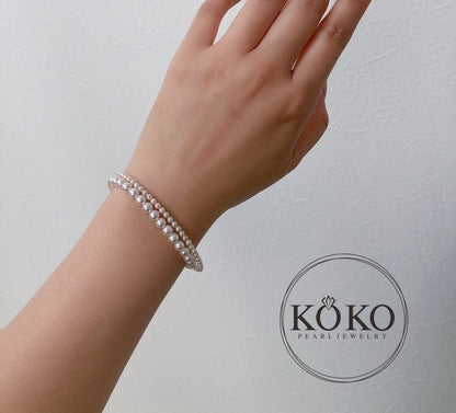 4.5mm Akoya Pearl Beaded Bracelet Rose Shaped Clasp - KOKOPEARLJEWELRY - 3