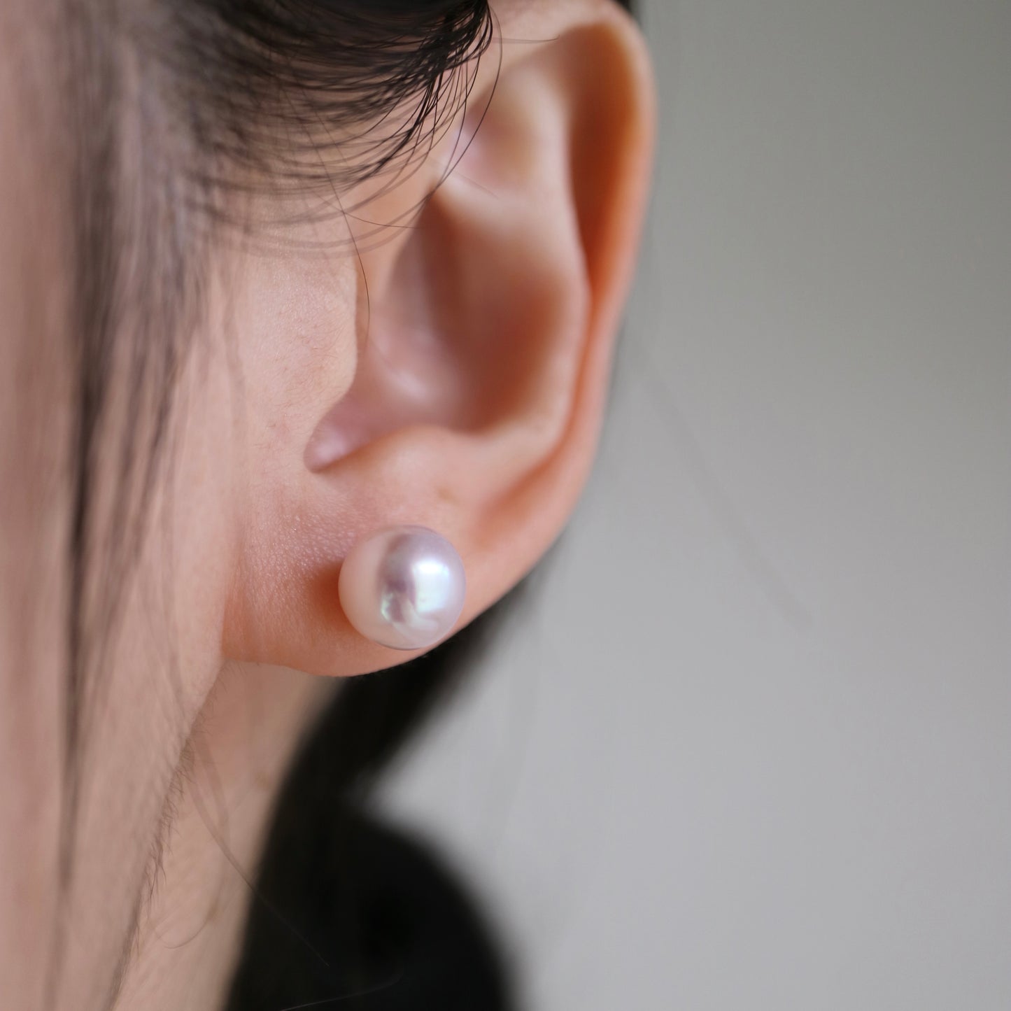 Pierced/Clip-On Type | Sakura Pink 8.5mm Akoya Pearl Stud Earrings K18YG SV