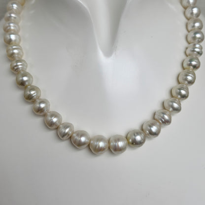 10.0-11.9mm Circle Baroque White South Sea Pearl Beaded Necklace
