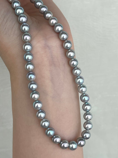 Natural Silver Blue 6.5mm Akoya Pearl Strand Necklace with Certificate by PSL - KOKOPEARLJEWELRY - 13