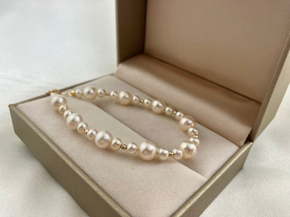 4+6.5mm Light Champagne Golden Akoya Pearl Beaded Bracelet 18K Yellow Gold - KOKOPEARLJEWELRY - 4