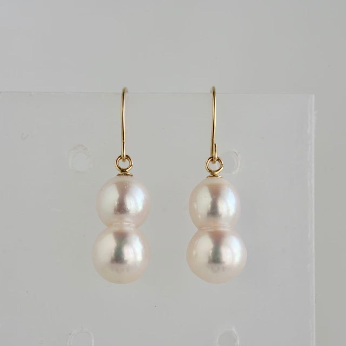 Natura Akoya Twin Pearl French Hook Earrings K18YG - KOKO PEARL JEWELRY - 3