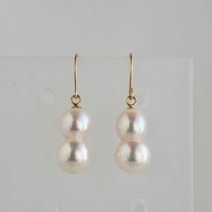 Natura Akoya Twin Pearl French Hook Earrings K18YG - KOKO PEARL JEWELRY - 3