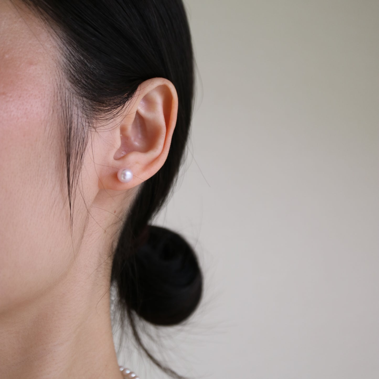 可改為夾式 | Sakura Pink 7mm Akoya 珍珠耳釘 18KYG