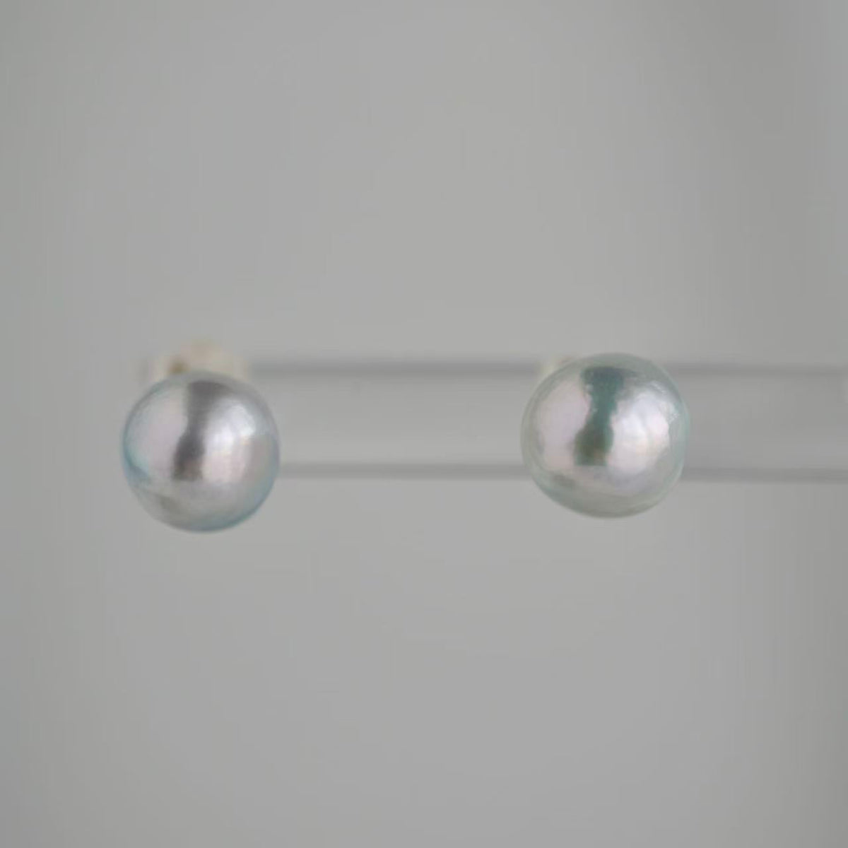 Pierced/Clip-On Type | 8.0mm Natural Silver Blue Baroque Akoya Pearl Stud Earrings