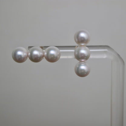 7mm Triple Akoya Pearl Bar Stud Earrings