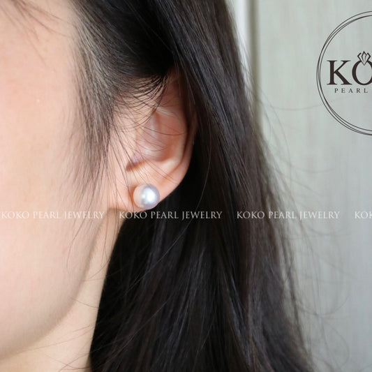 Clip Earrings Available | Rare Large 9mm Akoya Pearl Stud Earrings - KOKOPEARLJEWELRY - 2