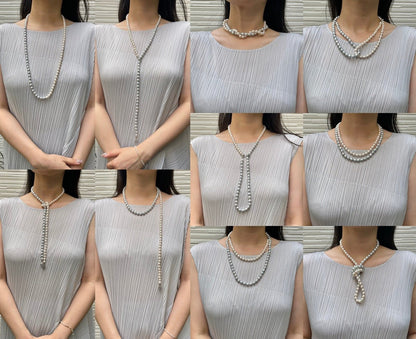 81cm Double Color Baroque Shaped 8.5mm Akoya Pearl Long Strand Necklace