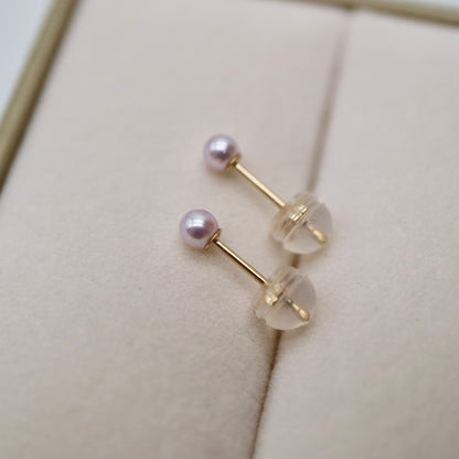 超希少 2.5mm 桜ピンクトーン アコヤパール スタッドピアス 18KYG